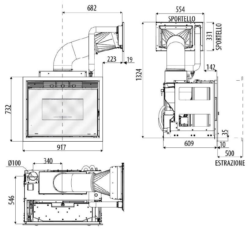 Pelleteinsatz wassergeführt MCZ VIVO 90 Hydromatic 24 M1 - 24 kW