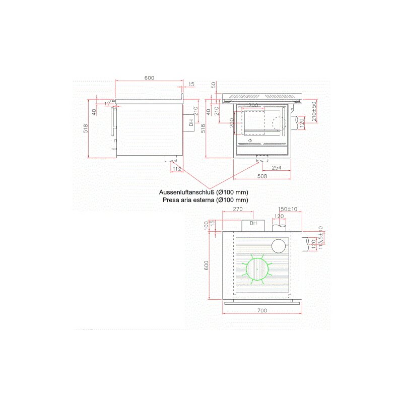Bausatzherd Greithwald GBJ 70 (Korpus 60) - 7 kW