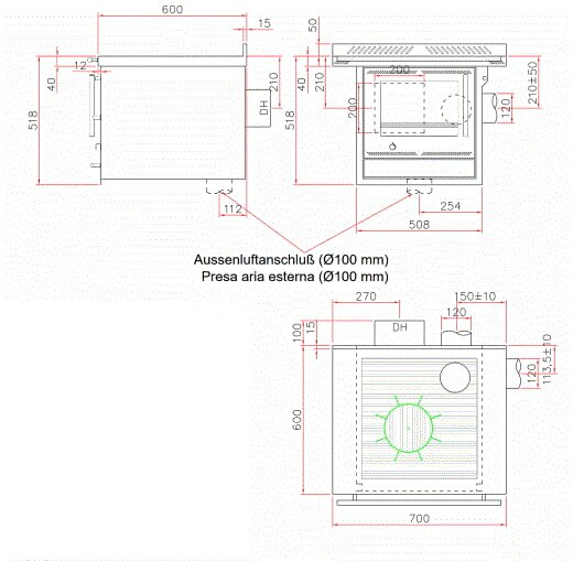 Bausatzherd Greithwald GBJ 70 (Korpus 60) - 7 kW