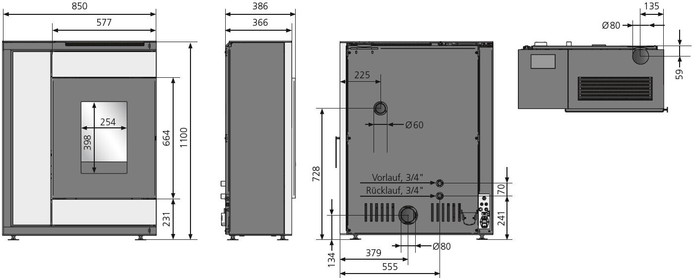 Pelletofen wassergeführt Oranier Boreas Aqua - 9,5 kW