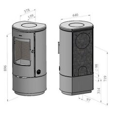 Kaminofen Morsoe 7340 mit glattem Sockel - 4,3 kW - ohne DIBt- Pr&uuml;fung