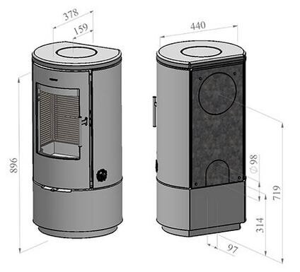 Kaminofen Morsoe 7340 mit glattem Sockel - 4,3 kW - ohne DIBt- Prüfung
