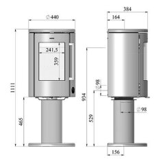 Kaminofen Morsoe 7349 auf hohem S&auml;ulenpodest - 4,3 kW - mit DIBt- Pr&uuml;fung