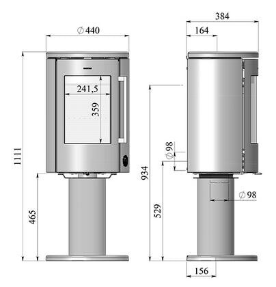 Kaminofen Morsoe 7349 auf hohem Säulenpodest - 4,3 kW - mit DIBt- Prüfung