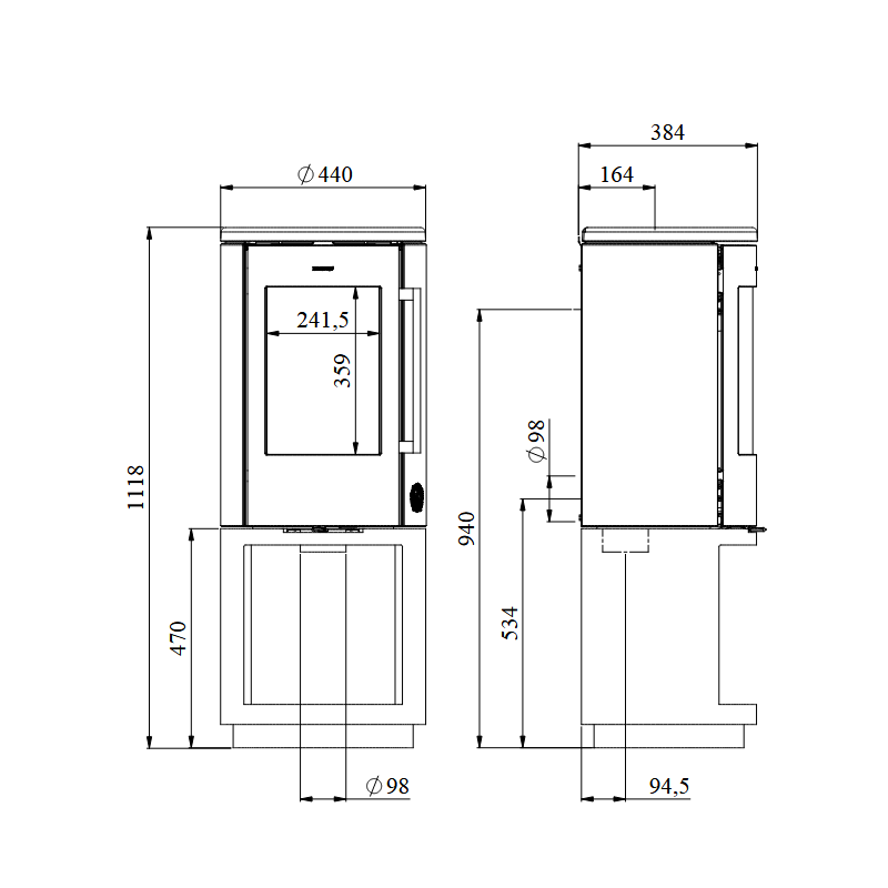 Kaminofen Morsoe 7393 mit Holzfach - 4,3 kW - mit DIBt- Prüfung