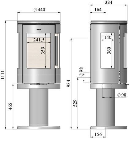 Kaminofen Morsoe 7449 auf hohem Säulenpodest - 4,3 kW - mit DIBt- Prüfung