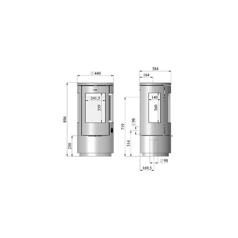 Kaminofen Morsoe 7440 mit 250 mm glattem Sockel - 4,3 kW - ohne DIBt- Prüfung