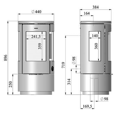 Kaminofen Morsoe 7440 mit 250 mm glattem Sockel - 4,3 kW - mit DIBt- Prüfung