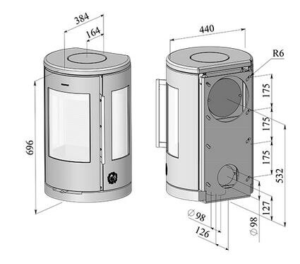 Kaminofen Morsoe 7470 Wandmodell - 4,3 kW - mit DIBt- Prüfung
