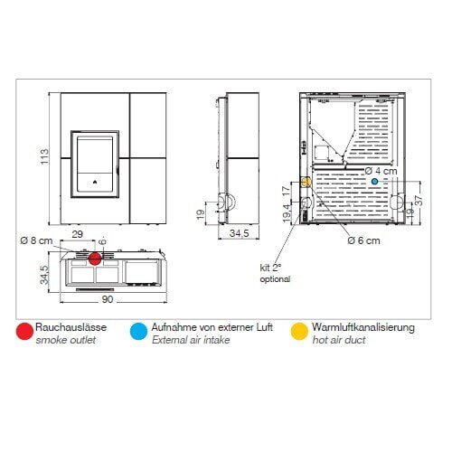 Pelletofen Edilkamin BLADE UP - Naturstein - 12,1 kW