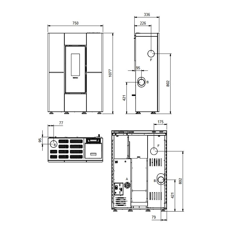 Pelletofen La Nordica Extraflame Marilena Plus AD Crystal (kanalisierbar) - 8 kW