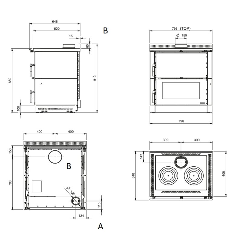 Küchenherd La Nordica Verona XXL Petra - 7 kW - Naturstein