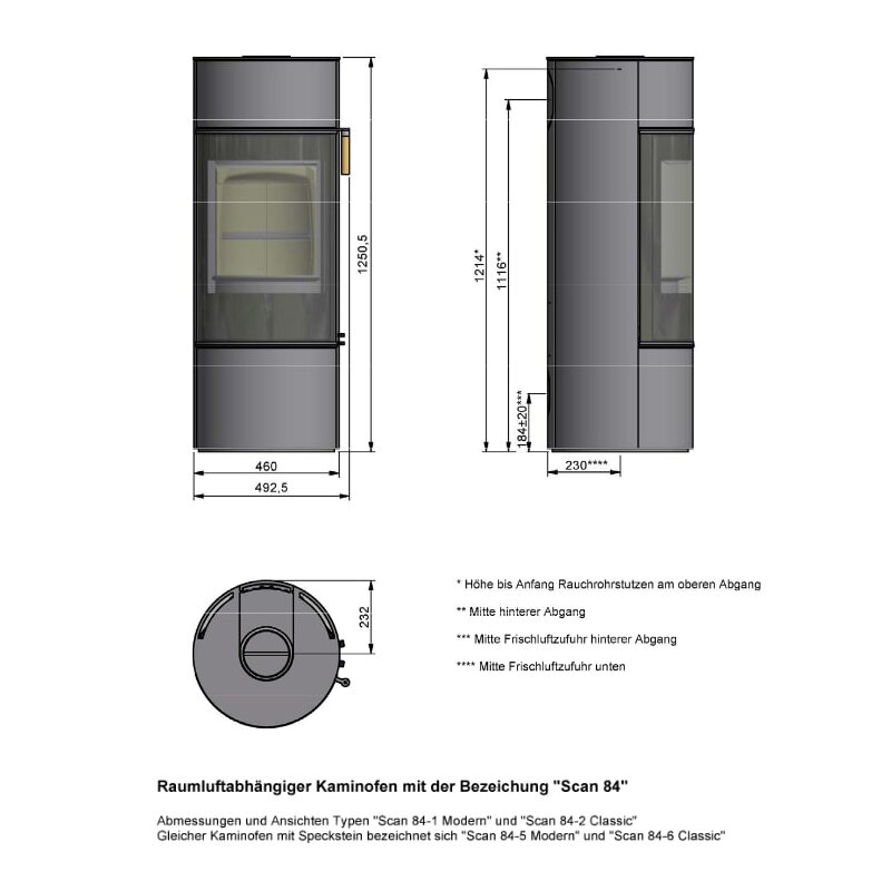 Kaminofen SCAN 84-2 Classic - 5 kW (RLU)