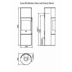 Kaminofen SCAN 84-3 Modern Maxi - 5 kW (RLU) - Schwarz
