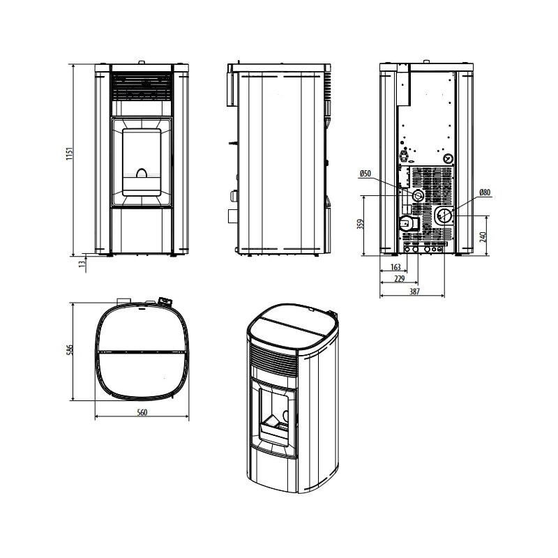Pelletofen wassergeführt MCZ MUSA Hydromatic 18 R  M2 (Anschluss hinten) - Maestro+ - 18 kW