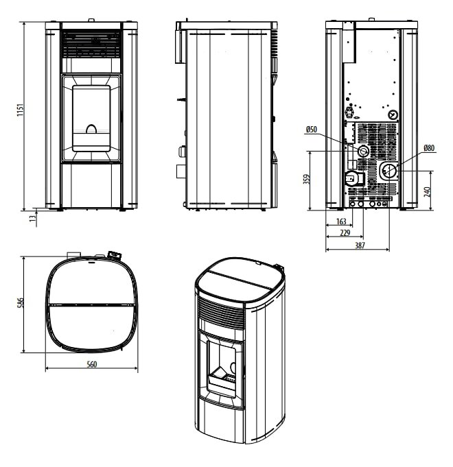 Pelletofen wassergeführt MCZ MUSA Hydromatik 24 R M2 (Anschluss hinten) - Maestro+ - 24 kW