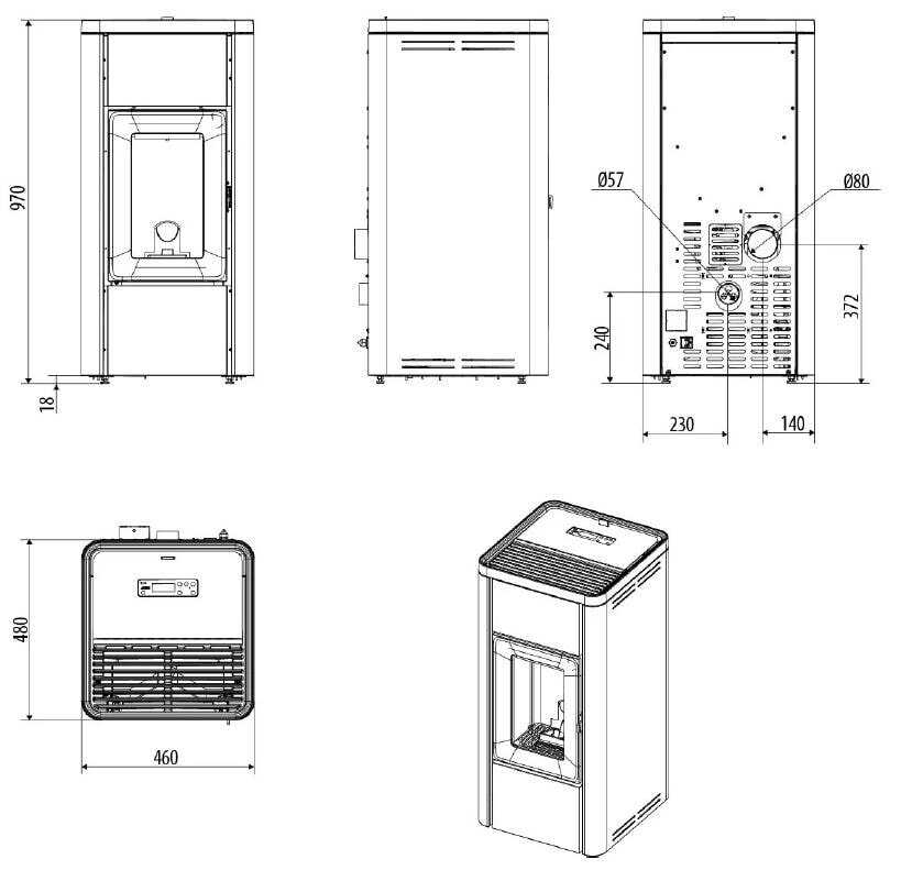 Pelletofen MCZ GHEA Air 6 R S1 (Anschluss hinten) - 6 kW