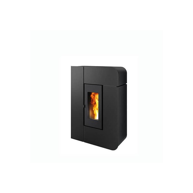 Eckiger Pelletofen MCZ Amy Air - 6 kW, grau-rot