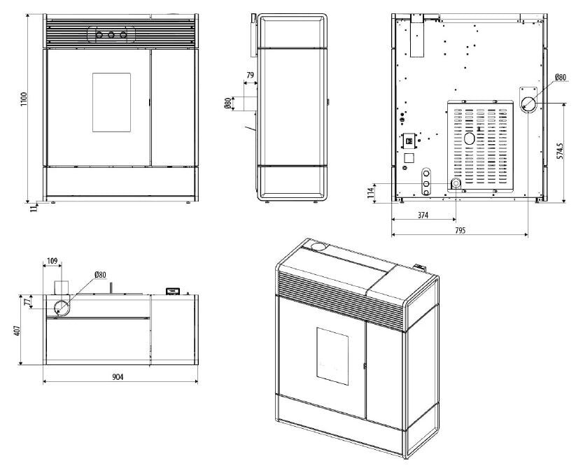Pelletofen wassergeführt MCZ Aki Hydromatik 24 R M2 (Anschluss hinten) - Maestro+ - 24 kW