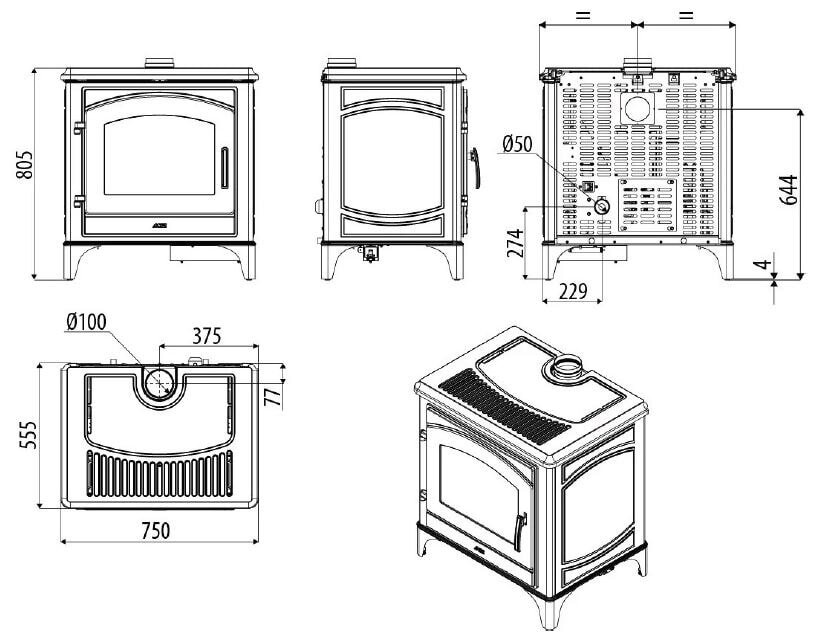 Pelletofen MCZ DECO Air 8 UP M1 (Anschluss oben) - Maestro+- Schwarz - 8 kW