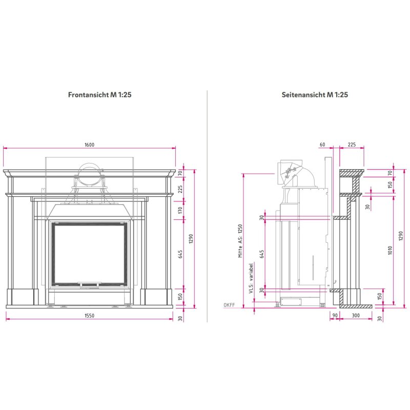 Kamineinsatz Camina N1 - 9 kW - Naturstein Stilkamin