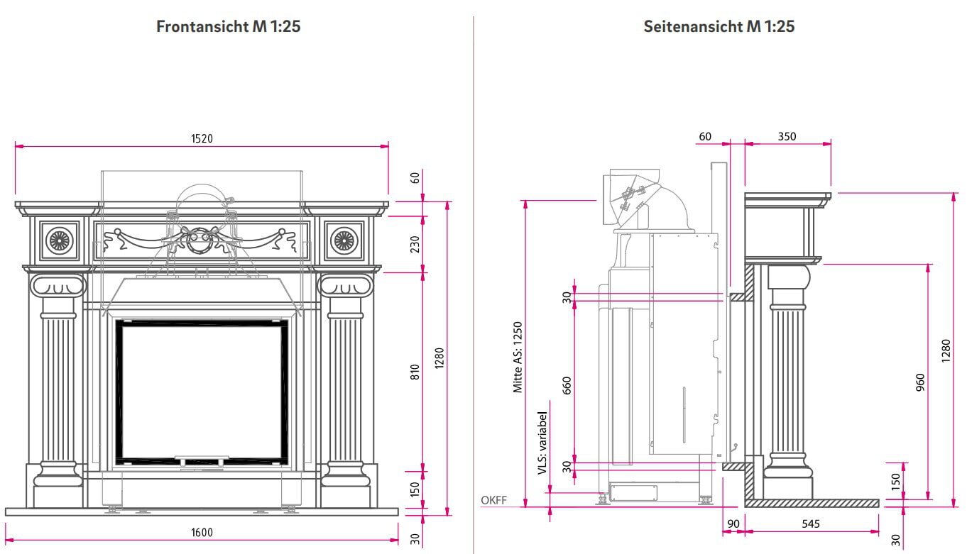 Kamineinsatz Camina N2 - 9 kW - Naturstein Stilkamin