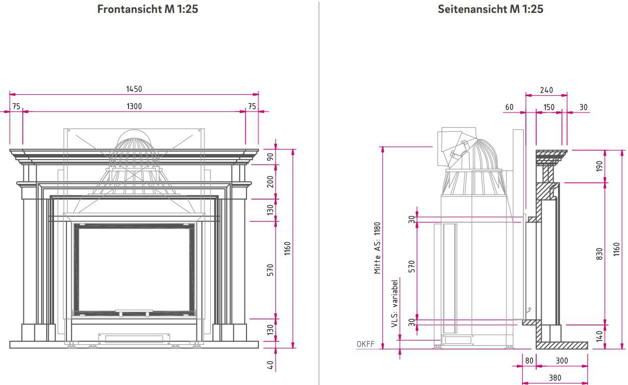 Kamineinsatz Camina N3 - 9 kW - Naturstein Stilkamin