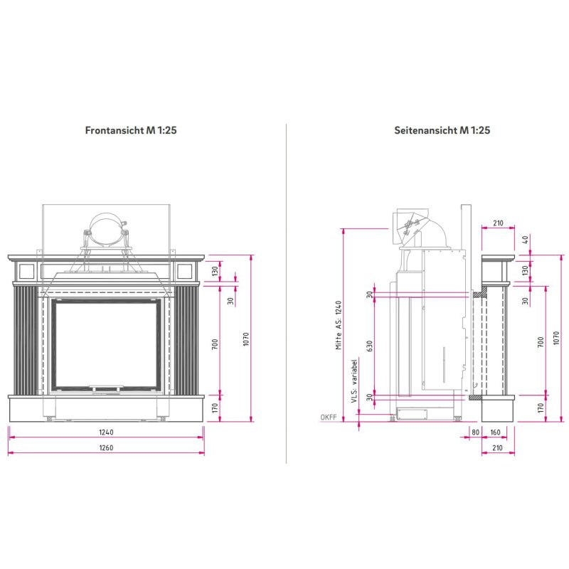 Kamineinsatz Camina N5 - 9 kW - Naturstein Stilkamin