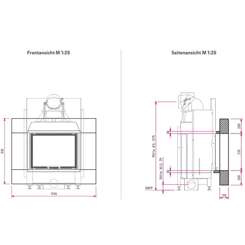 Kamineinsatz Camina N8 - 9 kW - Naturstein Stilkamin