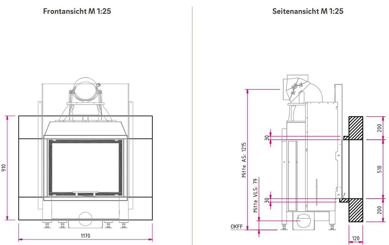 Kamineinsatz Camina N8 - 9 kW - Naturstein Stilkamin