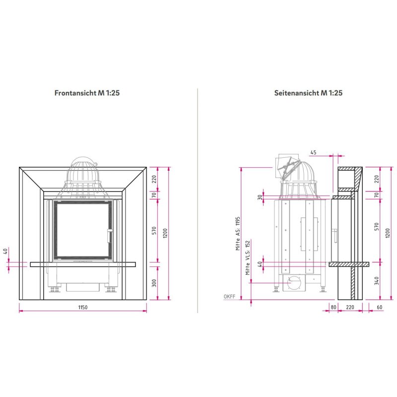 Kamineinsatz Camina N9 - 7 kW - Naturstein Stilkamin