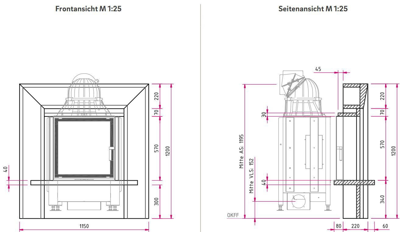 Kamineinsatz Camina N9 - 7 kW - Naturstein Stilkamin