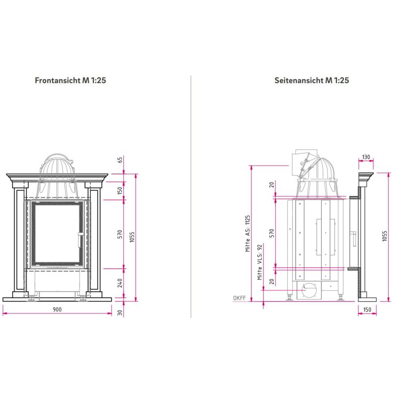Kamineinsatz Camina N10 - 7 kW - Naturstein Stilkamin