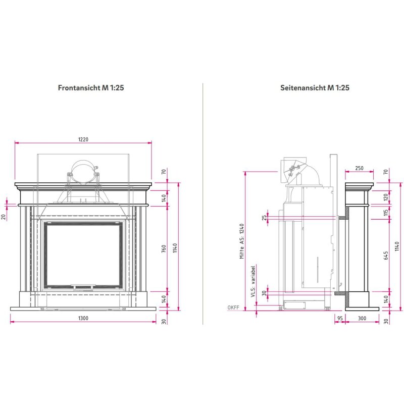 Kamineinsatz Camina N12 - 9 kW - Naturstein Stilkamin