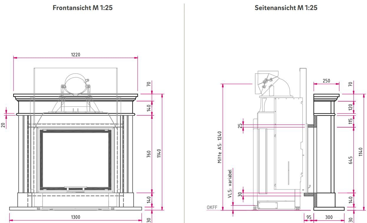 Kamineinsatz Camina N12 - 9 kW - Naturstein Stilkamin