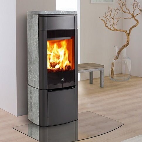 Kaminofen SCAN 65-3 Speckstein ohne Seitenfenster - 6 kW - Schwarz