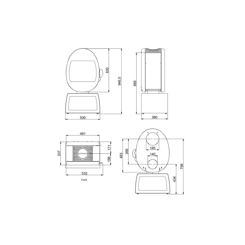 Kaminofen SCAN 66-4 mit eckigem Sockel (Plinth) - 5 kW - Schwarz