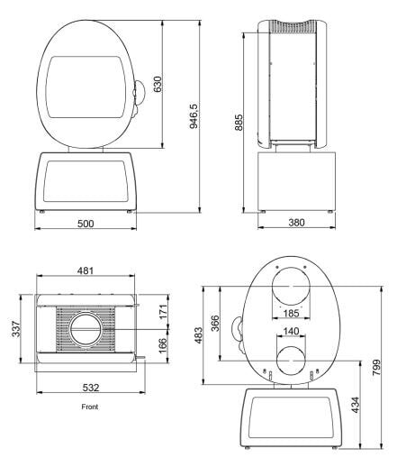 Kaminofen SCAN 66-4 mit eckigem Sockel (Plinth) - 5,2 kW - Schwarz