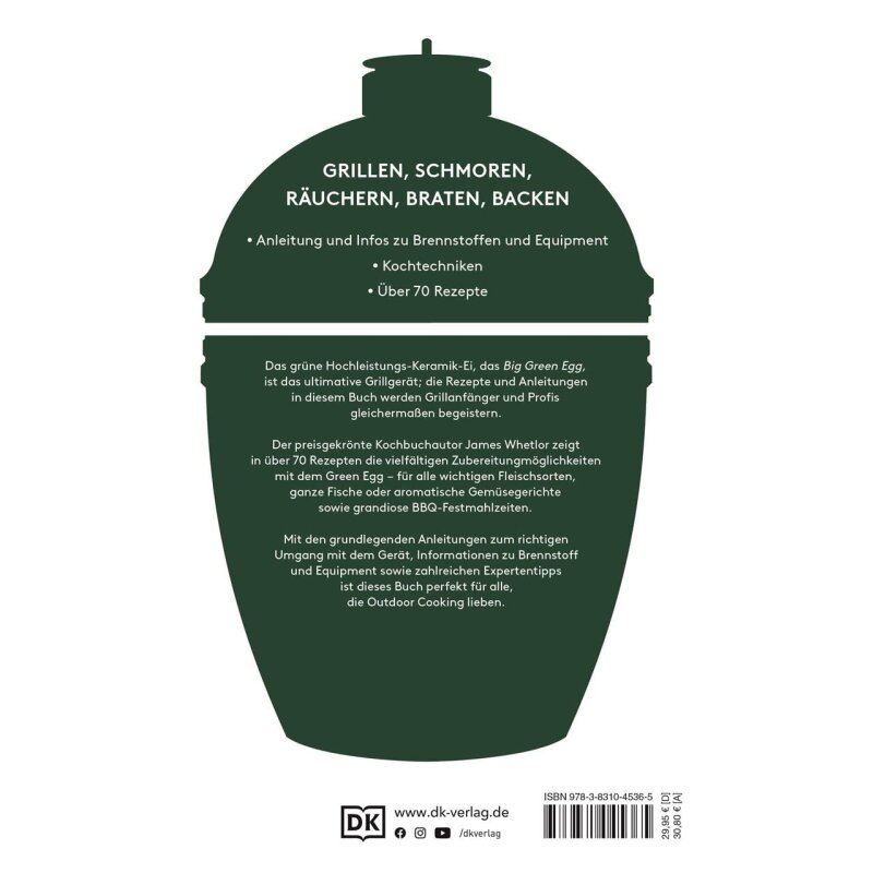 Big Green Egg - Big Green Egg Kochbuch, deutsch, 208 Seiten - James Whetlor