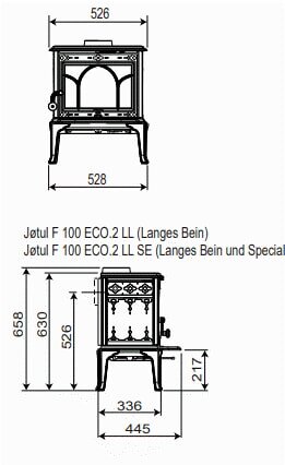 Kaminofen Gussofen Jotul F 100 Eco.2 LL - 4,9 kW - Schwarz