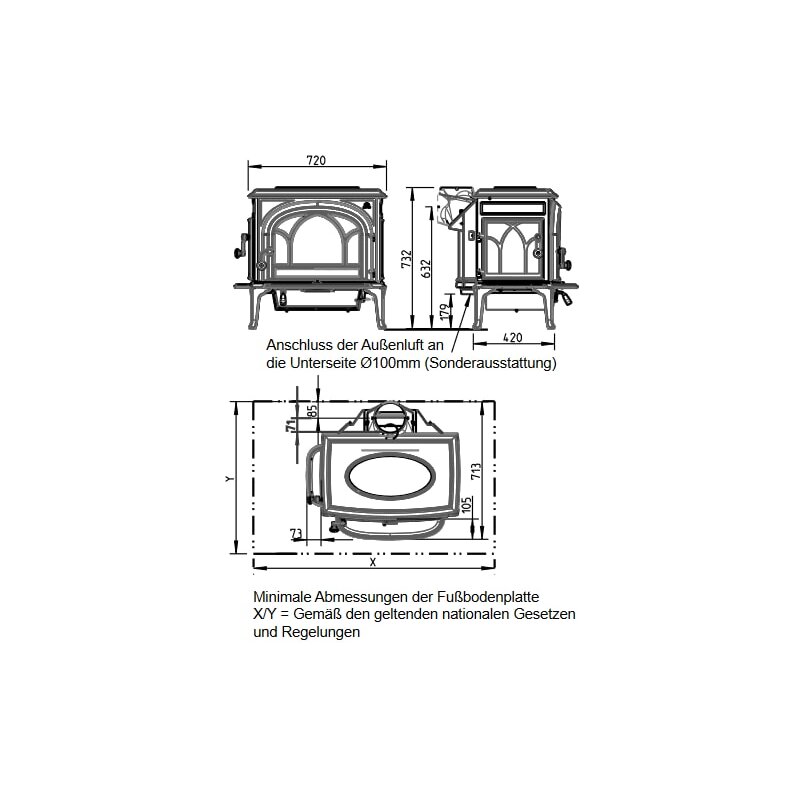 Kaminofen Gussofen Jotul F 500 ECO - 8,8 kW - Schwarz (BP)