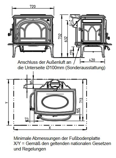 Kaminofen Gussofen Jotul F 500 ECO - 8,8 kW - Schwarz (BP)