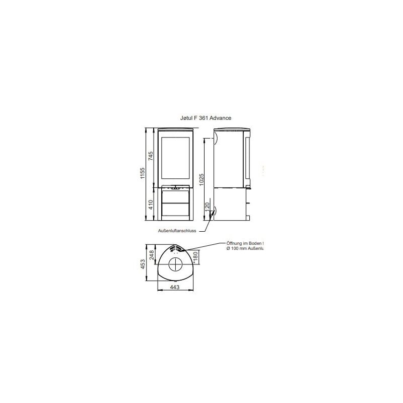Kaminofen Gussofen Jotul F 361 V2 Advance - 6,5 kW - schwarz lackiert (BP)