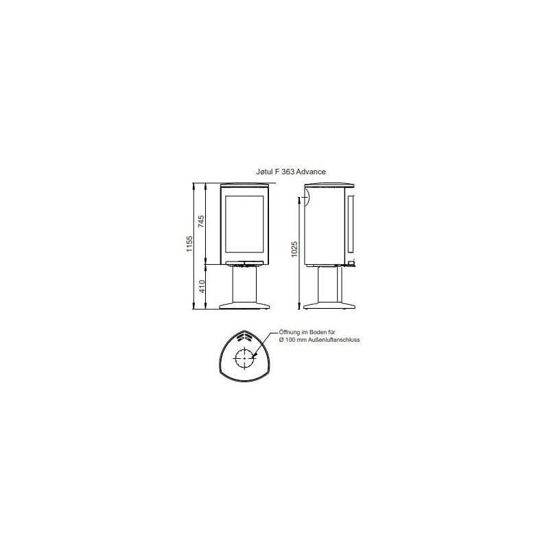 Kaminofen Gussofen Jotul F 361 V2 Advance High Top - 6,5 kW - schwarz lackiert (BP)