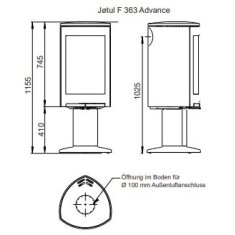 Kaminofen Gussofen Jotul F 361 V2 Advance High Top - 6 kW - schwarz lackiert (BP)