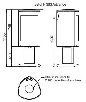 Kaminofen Gussofen Jotul F 361 V2 Advance High Top - 6,5 kW - schwarz lackiert (BP)