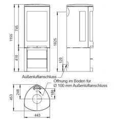 Kaminofen Gussofen Jotul F 371V2 Advance - 6 kW - schwarz lackiert (BP)