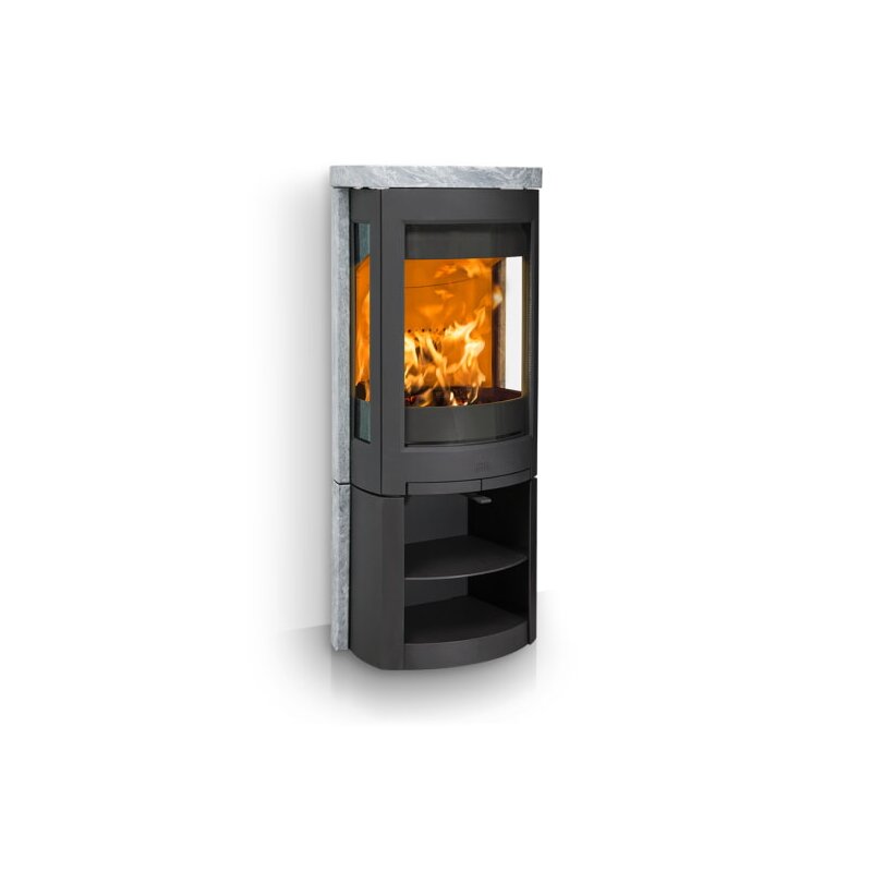 Kaminofen Gussofen Jotul F 377 V2 Advance - 6 kW - schwarz lackiert (BP) - Specksteinseiten und Deckplatte