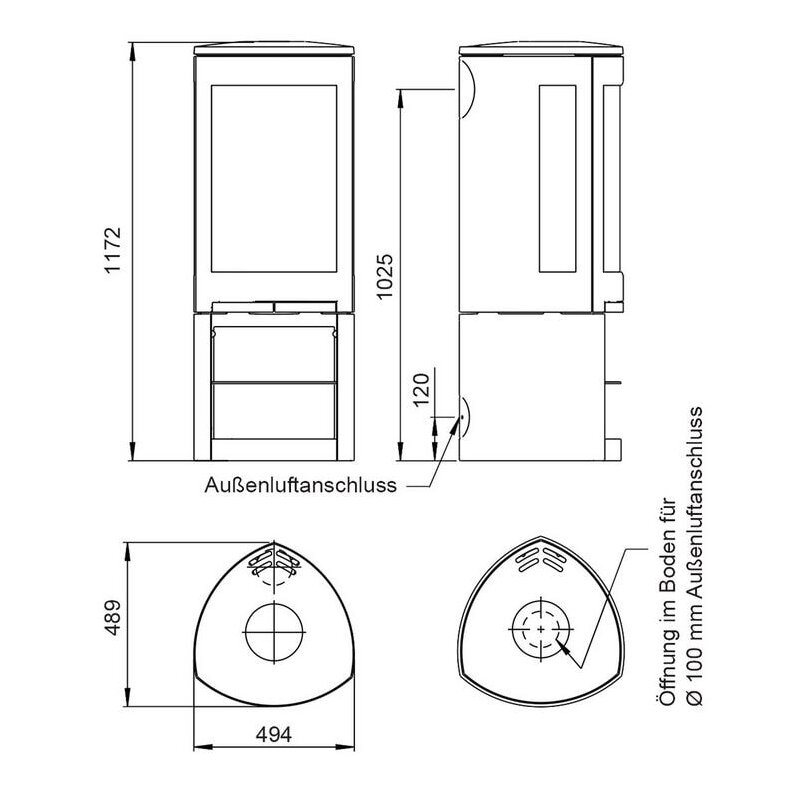 Kaminofen Gussofen Jotul F 377 V2 Advance - 6,5 kW - schwarz lackiert (BP) - Specksteinseiten und Deckplatte