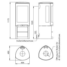 Kaminofen Gussofen Jotul F 377 V2 Advance - 6,5 kW - schwarz lackiert (BP) - Specksteinseiten und Deckplatte
